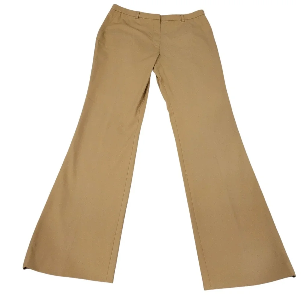 Allan Waller Beige Wide Leg Trousers Pants Women Size‎ 12 Made in Italy I 382